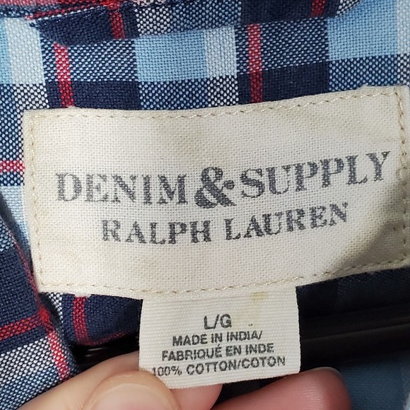 Denim Supply Ralph Lauren Men Plaid Button Long Sleeve Shirt Size L Preppy READ - Picture 5 of 13